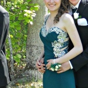 Glitterati Emerald Green Prom Dress